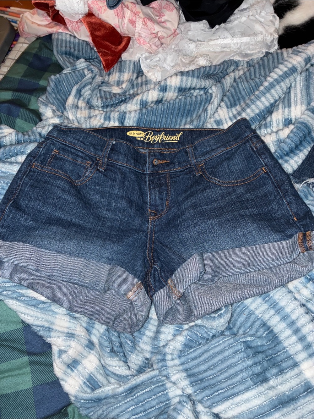 Old Navy Dark Blue Boyfriend Cuffed Denim Shorts